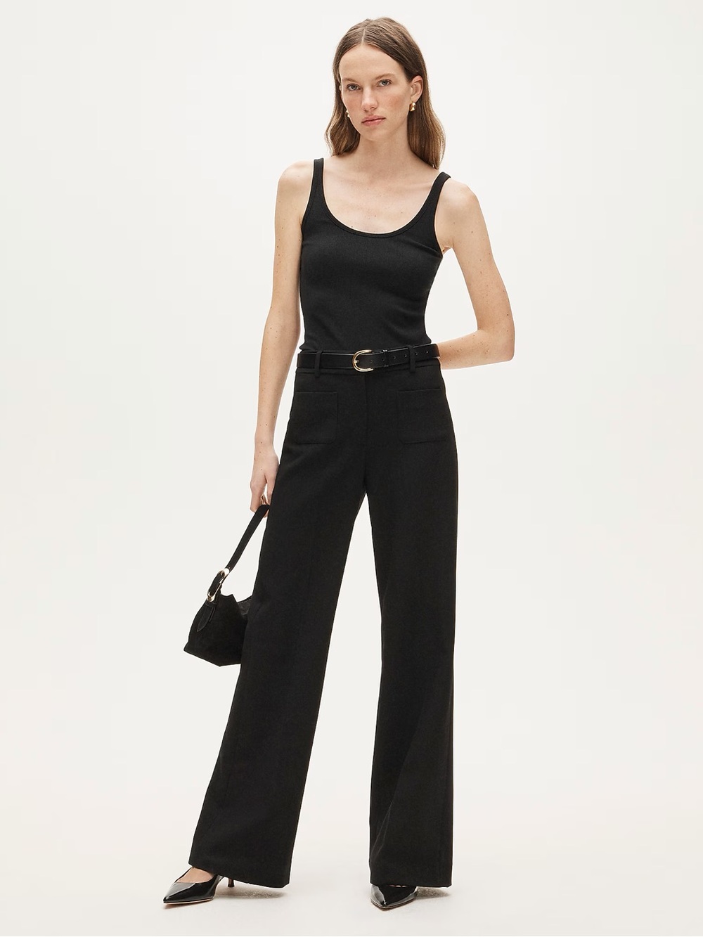 NWT J. CREW Carolina Pant Women’s Size 16 Heathered Charcoal Black Grey Wide Leg - Picture 5 of 10